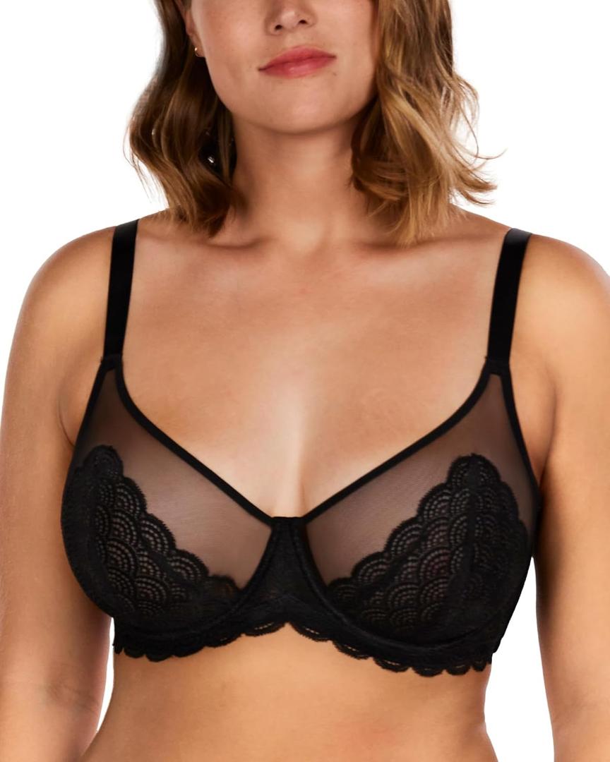 HSIA Minimizer Bras for Women Large Bust Full Coverage Lace Plus Size Bra - Mermaid Scales (38DD, Black)