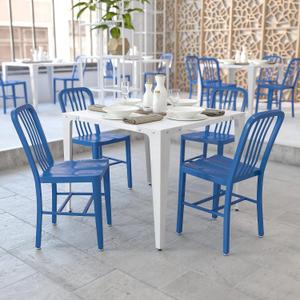 Flash Furniture Gael Commercial Grade 2 Pack Blue Metal Indoor-Outdoor Chair (Set of 2)