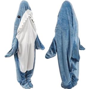 Fu Store Shark Blanket Soft Cozy Flannel Blanket Hoodie Onesie Sleeping Bag Cute Cosplay Wearable Funny Costume for Adult Kid (X-Large)