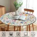 Round Tablecloth with Elastic Edge, 36-60Inch Waterproof Table Cloth for Dinner, Outdoor, Picnic, 44inch, Wildflower