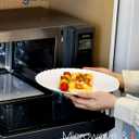 12 inch Large Dinner Plate Set of 4, Lightweight Seashell Shaped Opal Glass Serving Platters White for Charcuterie, Dessert, Fruit Appetizer, Dishwasher and Microwave Safe