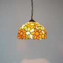 Tiffany Pendant Light Fixtures 12inch Yellow Sunflower Stained Glass Pendant Lighting Vintage Style Hanging Lamp for Home Decor Kitchen Island Dining Room Hallway Bar