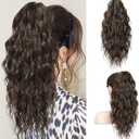 SEIKEA 18" Ponytail Extension Claw Long Multi Layered Hair FluffyThick Wavy Curly Clip in Hair Extensions Ponytail Natural Soft Synthetic Hairpiece for Women Dark Chocolate Brown