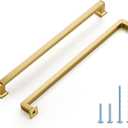 5 Pack 10 Inch Brushed Brass Cabinet Handles Solid Zinc Alloy Pulls for Kitchen Cupboard & Drawer Hardware