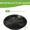 OUPSAUI 5 Pack 4 10 12 14 16 18 20 22 Inch Plant Saucer, Plant Trays for Pots, Large Plastic Plant Saucers for Indoors, No Holes Planter Drip Tray (20 inch)