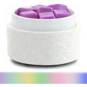 7-Color Changing Wax Melt Warmer, Modern Ripple Design 3-in-1 Electric Candle Warmer with Large Melting Dish, Ceramic Scented Wax Melter Essential Oil Burner for Home Aromatherapy, White