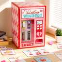 2 x Large Valentine's Day Card Box for with 50 Valentine Cards DIY Vending Machine Valentines Day Mailbox Cards Set for Exchange Valentines Party Favors Supplies