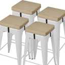 AddGrace Anti-Slip Bar Stool Cushions Square Bar Stool Seat Cushions with Ties Set of 4 Small Square Chair Pads with Machine Washable Cover 12"X12"X2" (Beige)