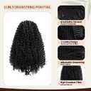 Drawstring Ponytail Extension 12Inch Short Afro Kinky Curly Ponytail for Women Fluffy Pony Tails Hair Extensions Synthetic Hairpiece for Daily Use(1B)
