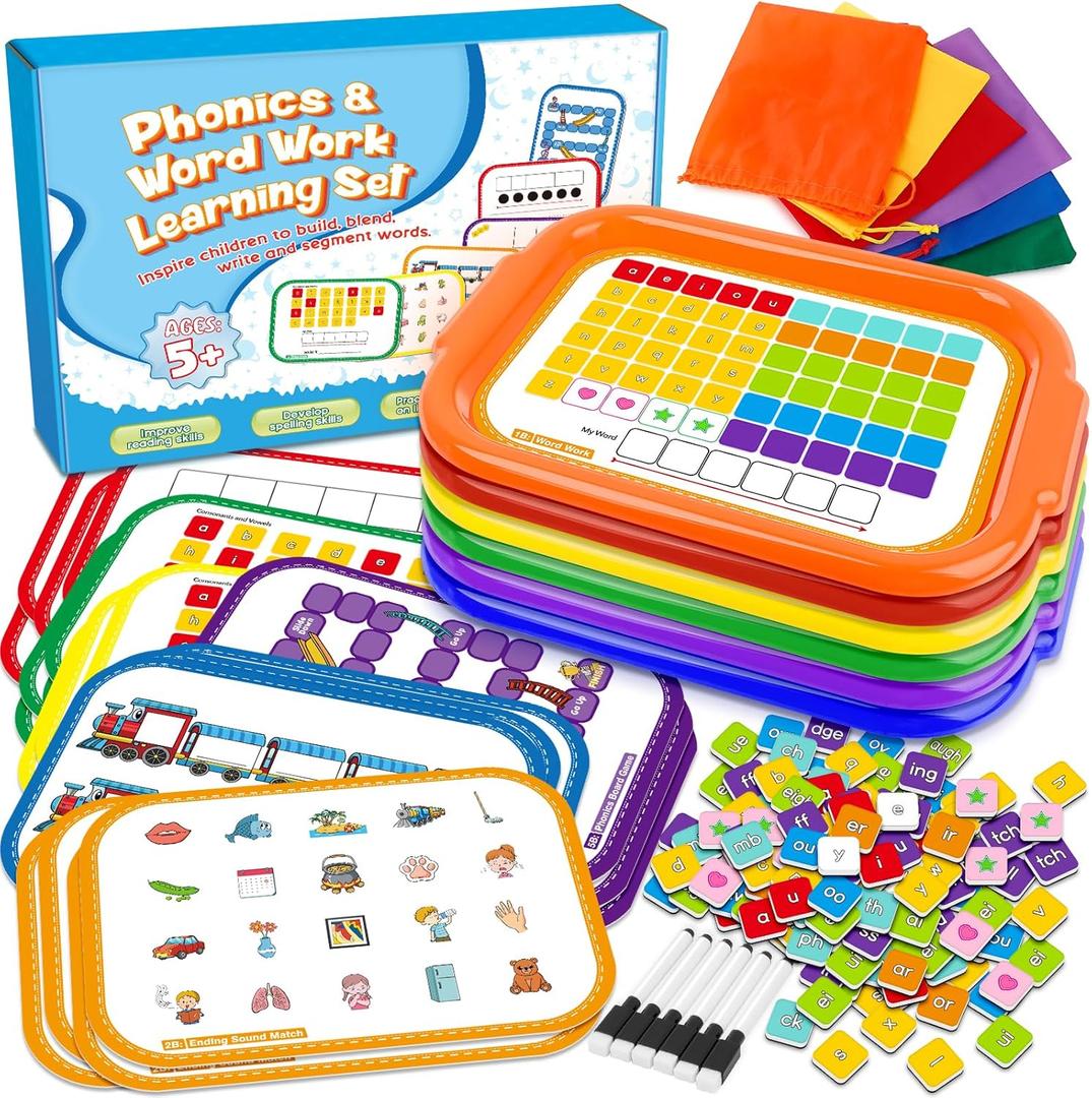 Phonics Magnetic Letter Tiles,6 Set Magnetic Letter Trays Word Work Study in Groups,Phonics Manipulatives Magnets for Kids Teaching Tiles,Phonemic Awareness,Science of Reading Classroom Must Haves