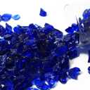 2 x 1 Lb Dark Blue,Large Crushed Sea Glass,Sea Glass Decor,Irregular Glass Rocks for Tabletop Fountain Fillers,Aquarium,Fish Turtle Tank Decorations,DIY Crafts,Flowerpot Decoration