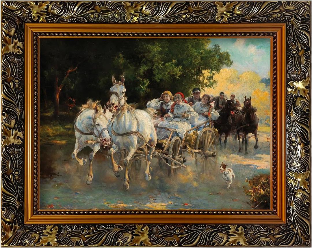 24x36 Ornate Solid Wood Canvas Frame for Painting Wall Art,Gold
