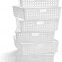 Geetery 6 Pack Classroom Storage Baskets with Handle 14''x10'' Paper Tray Holds A4 Turn in Trays Plastic Paper Baskets Desk Organizer Bin for Classroom, Library, Office, Home (White)