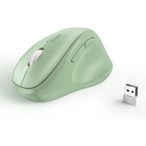 Ergonomic Wireless Mouse with USB Receiver for PC Computer, Laptop and Desktop, Ergo Vertical Mouse with Silent Clicks Long Battery Life, Up to 1600 DPI & 1 AA Battery Powered, USB Wireless, Green