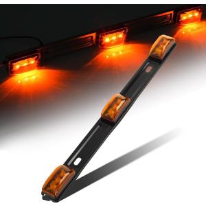 Partsam Amber 12V LED Tow Truck Light Bars, LED Identification Bar Lights Marker Lights, 14.17" Amber ID Bar Marker Lights, Truck Trailer Identification Light Bar for Trailers Over 80" Wide