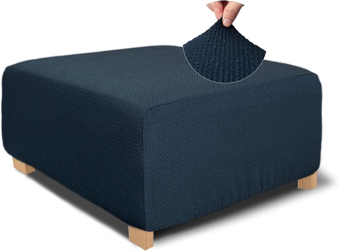 NeColorLife Square Ottoman Cover Jacquard Fabric Ottoman Slipcover Thick Stretchable Footrest Stool Covers for Oversized Square and Rectangle Ottoman,Large Size,Navy Blue NeColorLife Square Ottoman Cover Jacquard Fabric Ottoman Slipcover Thick Stretchable Footrest Stool Covers for Oversized Square and Rectangle Ottoman,Large Size,Navy Blue