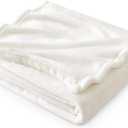 Bedsure Fleece Throw Blanket for Couch Cream - Lightweight Plush Fuzzy Cozy Soft Blankets and Throws for Sofa, 50x60 inches