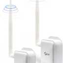 Wireless Bridge Point-to-Point Long Range Wireless Access with High-Gain Antenna, 2.4G WiFi Bridge Repeater Supports 2600 feet Outdoor Transmission Distance, Air Ethernet Cable