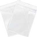 Industrial - 13" X 12" (100 Count) Crystal Clear Resealable Cello Poly Bags for Packaging, Clothing & T Shirts - Self Seal & Reinforced