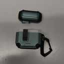 Pohgelan Compatible with AirPods 4th Case,Magnetic Automatic Lock with Phone Stand & Cleaning Kit,Compatible with Magsafe,Carbon Fiber Texture Cover Green