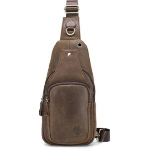 LUKZIJAES Genuine Leather Sling Bag for Men