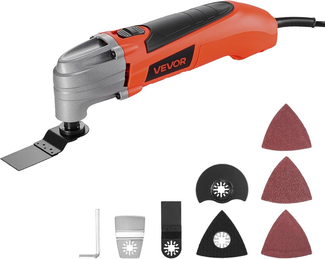 VEVOR Oscillating Tool Multitool, 2.2Amps 22,000 OPM Electric Oscillating Multi Tool Kit Corded with 2.8 Oscillating Angle, 7PCS Saw Accessories for Cutting, Scraping, Sanding, Floor Stripping