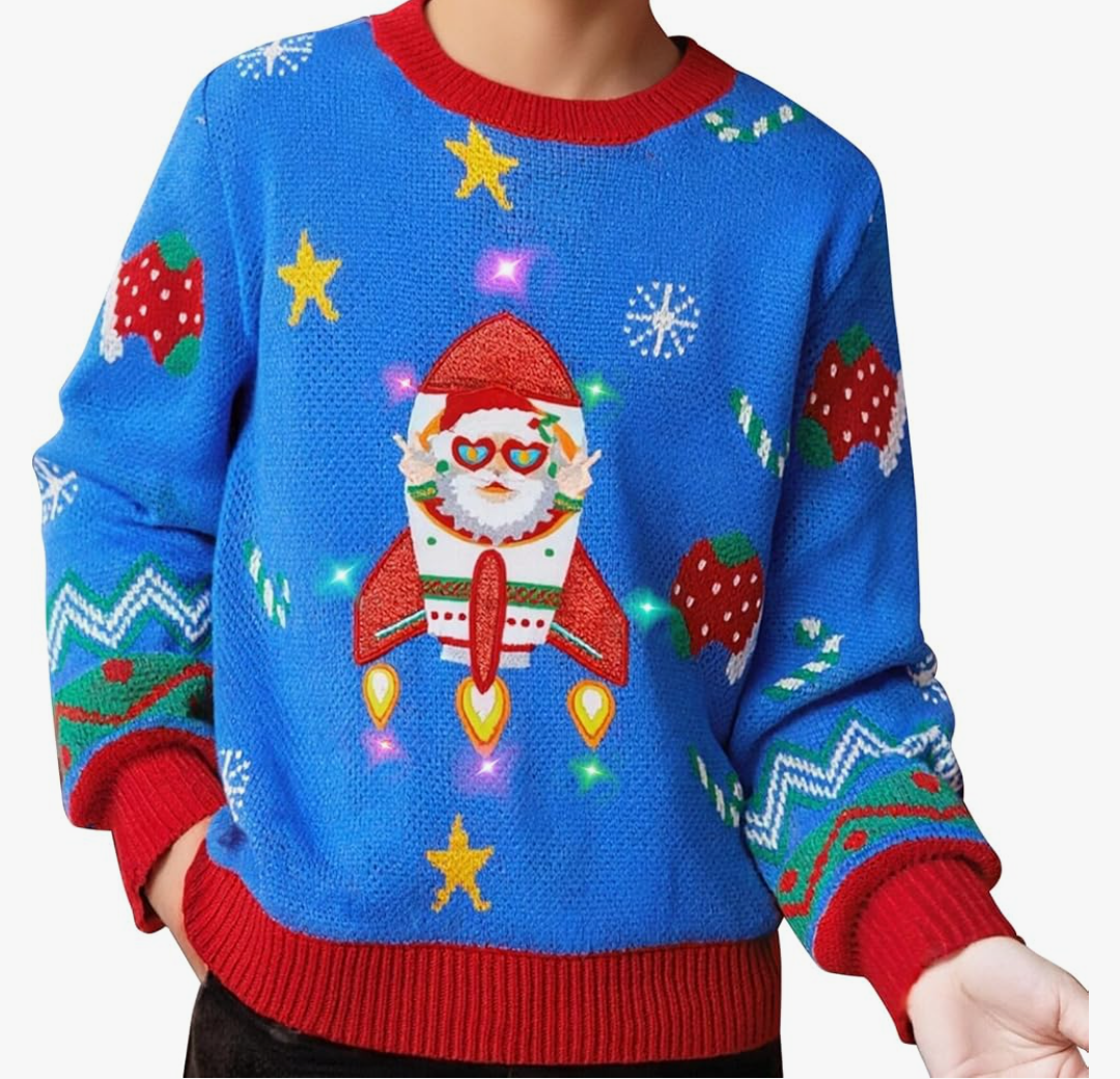 Meland Kids Ugly Christmas Sweater - Light Up Funny Holiday Pullover - Cute Xmas Sweater for Boys & Girls Age  8-10 Year Old