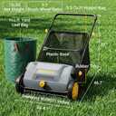21" Push Lawn Sweeper with 26G Hopper Bag,53G Leaf Bag,Light Gray