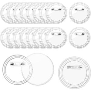 Bignc 3 Inch Clear Acrylic Button Pins - 20 Pack DIY Custom Design Buttons,Pin Backs & Blanks for Sublimation, Crafts,Photo Badges for DIY Gifts & School Projects,Teams, Events Badges (3 Inch)