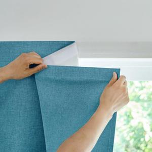 Jilron 100% Blackout Curtain,Adhesive Curtain,Black Out Window Cover No Drilling Travel Kit,Perfect for Media Rooms, Dormitories and Renters (Stone Blue - W35 × L60 in)