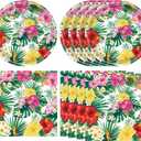 40PCS Hawaiian Luau Party Decoration, Luau Decoration Aloha Tropical Palm Leaves Tableware Supplies Hawaii Disposable Plates, Napkins, Party Supplies for Birthday Summer Kid