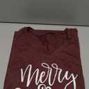 Casual V-Neck Graphic Tees for Women Summer Cute Short Sleeve Holiday Family Match T-Shirt Tops (Small, 717-xmas-dark Red)