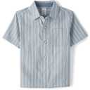 Gymboree,Boys,and Toddler Short Sleeve Linen Button Up Shirt,Dusty Robin, 7