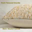 Pack of 2 Neutral Throw Pillow Covers 20x20 Boho Textured Dots Stripe Chenille Square Decorative Pillow Cases Accents for Living Room Couch Bed Farmhouse Home Decor, Sudan Brown