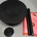 COVLON Drink Table, Carved Table Top Martini Table, Small Side Table, Weighted Base Pedestal Table for Living Room, Bedroom, Small Space, Modern, Black