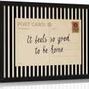Framed 'It Feels So Good To Be Home' Postcard Wall Art, Vintage Black White Stripe Canvas Print, Rustic Farmhouse Decor for Living Room Bedroom Entryway Guest Room, 24"L x 16"W