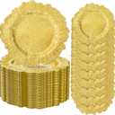 EI 50pcs Gold Charger Plates,13 Inch Charger Plates Bulk,Round Ruffled Rim Chargers for Dinner Plate,Table Chargers for Wedding,Party