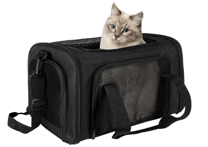 Top tasta Dog Cat Carrier Pet Carriers for Small Medium Large Cats Dogs Carrier Soft Sided Small Puppy Dog Carrier Portable Foldable Airline Approved Dog Cat Travel Carrier Black Medium (18.0"L x 11.0"W x 11.0"H, Black)
