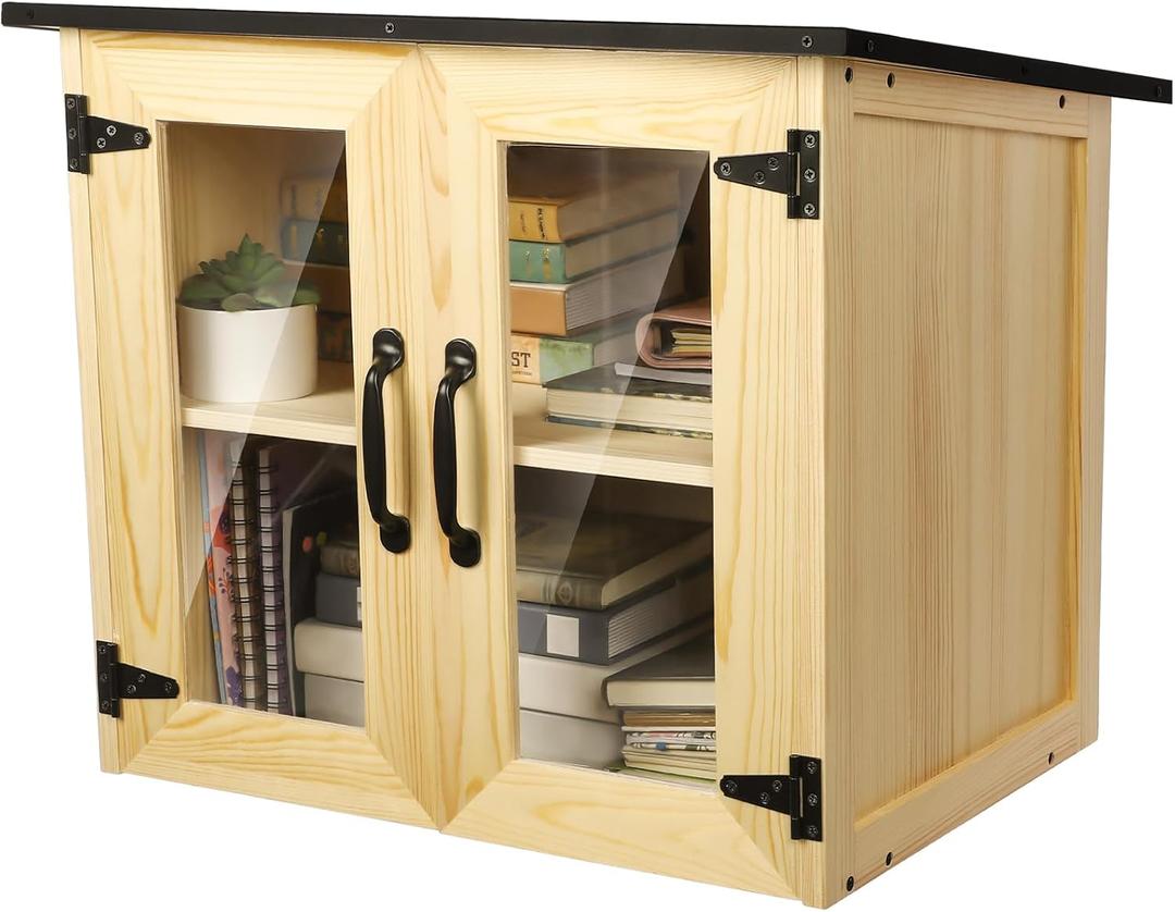 Marsui Outdoor Library Book Box Literature Exchange Kit Outdoor Wood Cabinet for Sharing Books Community Literature, Flyers, Newspapers, Food Art (Novel)