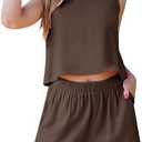 luvamia Linen Short Sets for Women Two Piece Matching Casual Sleeveless Tank Top and High Waisted Shorts Summer Outfits, M