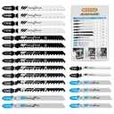 20 Piece Jigsaw Blades Set, Assorted T-Shank Jig Saw Blades for Wood, Plastic & Metal Cutting(T118A, T118B, T101AO, T101B, T101BR, T144D, T111C, T111D, T244D, T127D)