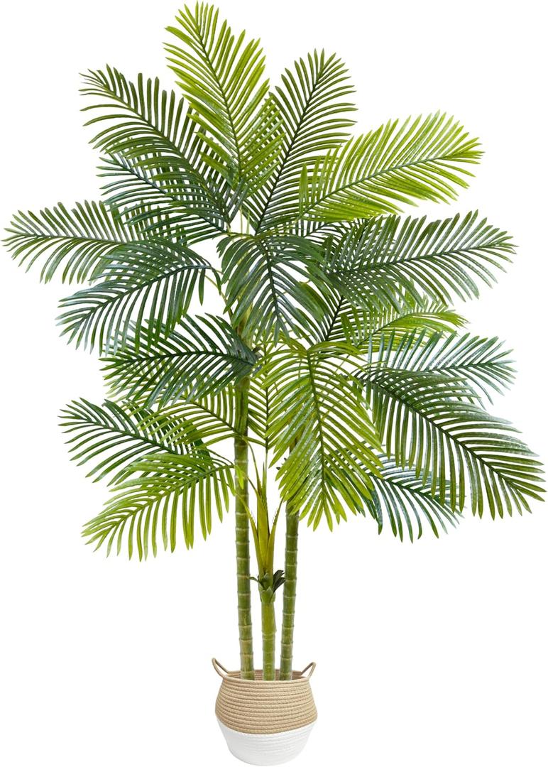 Warmplants Artificial Palm Tree, 7ft Fake Areca Palm Plant with Basket, Large Faux Phoenix Palm UV Resistant Plants for Indoor Outdoor Home Garden Patio Office Dcor