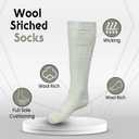 Scottish Highland Kilt Hose for Men, Ribbed Socks for USA Shoe Sizes, Wool Blend (Beige, M)