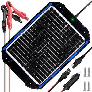 SUNER POWER 20W 12V Solar Battery Trickle Charger & Maintainer PRO, Built-in Intelligent MPPT Controller, Waterproof 12 Volt 20 Watt Solar Panel Charging Kits for Car Marine RV Trailer Boat Automotive