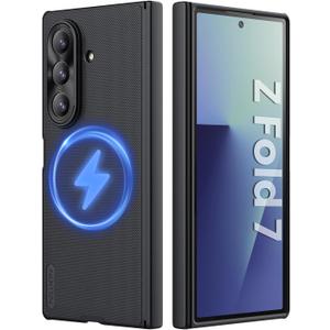 Nillkin Samsung Galaxy Z Fold 7 Magnetic Case, with Hinge Protection Front Cover Slim, Compatible with Magsafe, Frosted Shield Protective Case for Galaxy Z Fold 7 5G (Black)