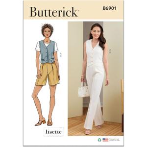 Butterick Misses' Vest, Pants and Shorts Sewing Pattern Packet by Liesl and Co, Design Code V1838, Sizes 6-8-10-12-14, Multicolor