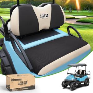 10L0L Golf Cart Seat Covers Universal for Yamaha Club Car Precedent Standard Front Seats, Breathable Mesh Bench Seat Cover, No Drilling Seat Cushion, All-Season Comfort Cool in Summer & Warm in Winter (Black and Beige)