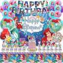 Cartoon Birthday Party Decorations, Include Banner, Cake Topper, Stickers, Hanging Swirls, Cupcake Toppers, Latex and Foil Balloons, Backdrop Cloth, Tablecloth, for Theme Birthday Party Supplies