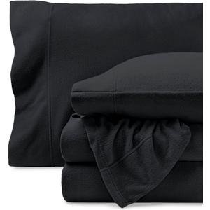 Bare Home Super Soft Fleece Sheet Set - Split King Size - Extra Plush Polar Fleece, No-Pilling Bed Sheets - All Season Cozy Warmth (Split King, Black)