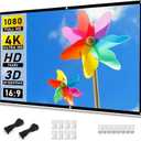 Projector Screen 72 inch, Movie Projector Screen 16:9 HD Foldable and Portable Anti-Crease Indoor Outdoor Projection Double Sided Video Projector Screen for Home, Party, Office, Classroom